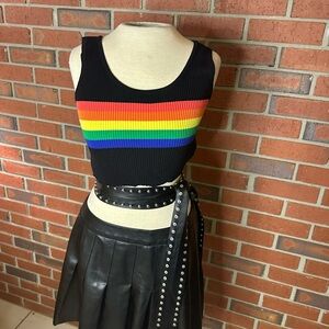 Black Rainbow Stripe Women's Tank Top